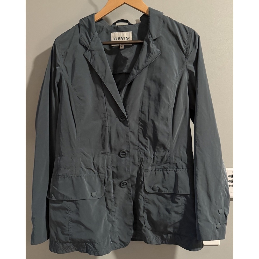 Orvis Women's Gray Lightweight Utility Blazer Jacket Size‎ Medium Pockets Lined